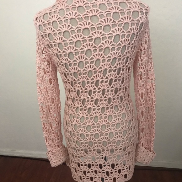 Anthro Blush Moth Rare Crochet Sweater Cardigan - Picture 5 of 6